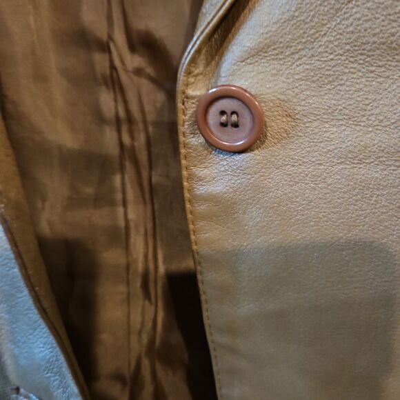 Vintage Chadwick's Tan 100% Leather Pantsuit sz 16 See all Photos - Picture 8 of 17